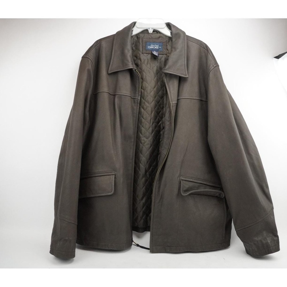 Vintage Authentic Original Cherokee Leather Brown Jacket Mens Size XL